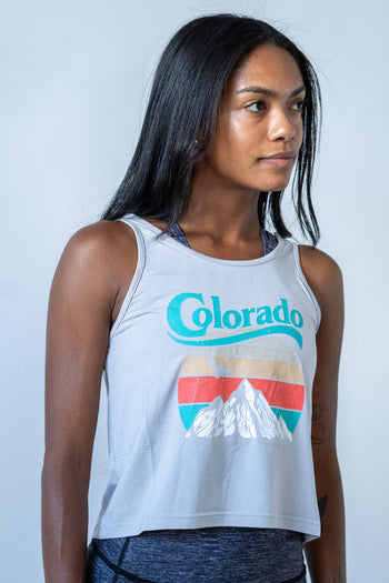 Colorado Mountain Crop Top Grey Colorado Threads Clothing