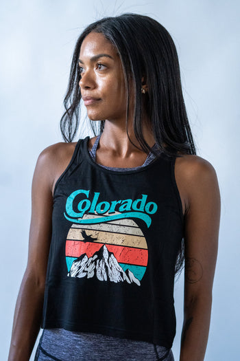 Colorado Mountain Crop Top Black Colorado Threads Clothing