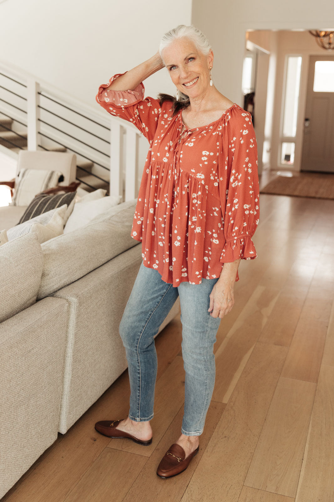 Daisy Flow Blouse In Rust Ave Shops