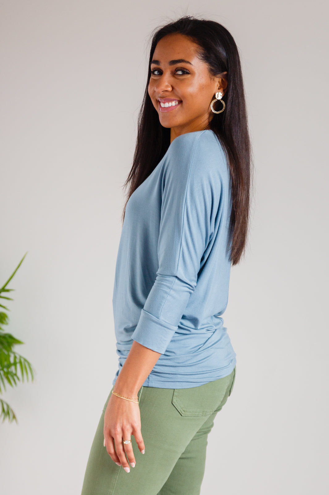 Daytime Boat Neck Top in Blue Gray Ave Shops