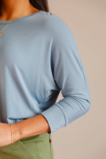 Daytime Boat Neck Top in Blue Gray Ave Shops