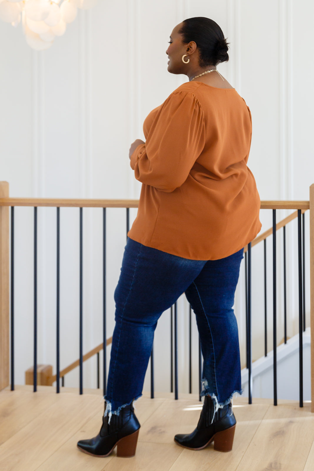 Enjoy This Moment V Neck Blouse In Toffee Ave Shops