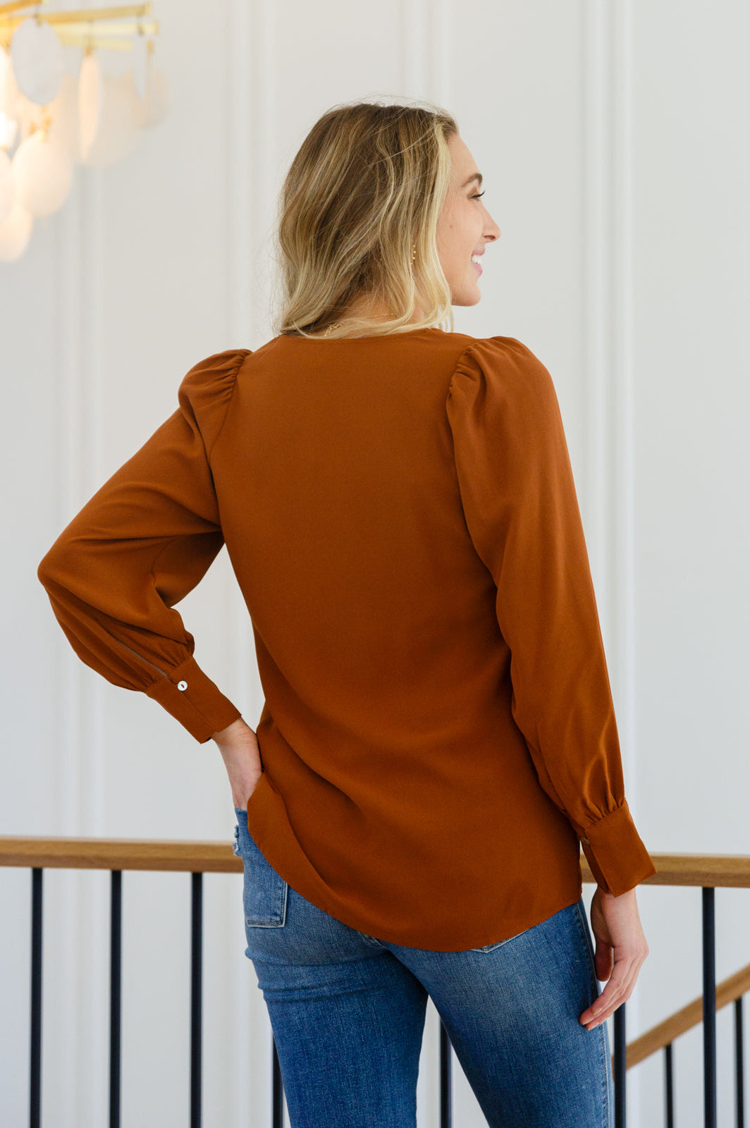 Enjoy This Moment V Neck Blouse In Toffee Ave Shops