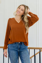 Enjoy This Moment V Neck Blouse In Toffee Ave Shops