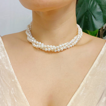 Three Strands Freshwater Pearl Necklace Ellisonyoung.com