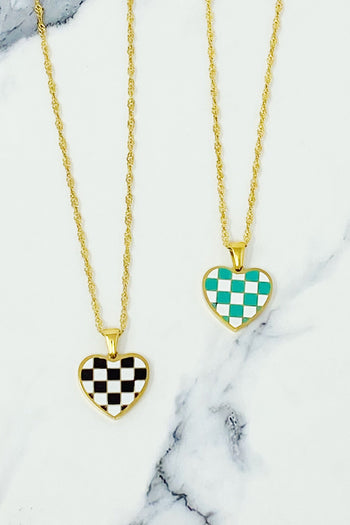 Checkered Heart Necklace Ellisonyoung.com