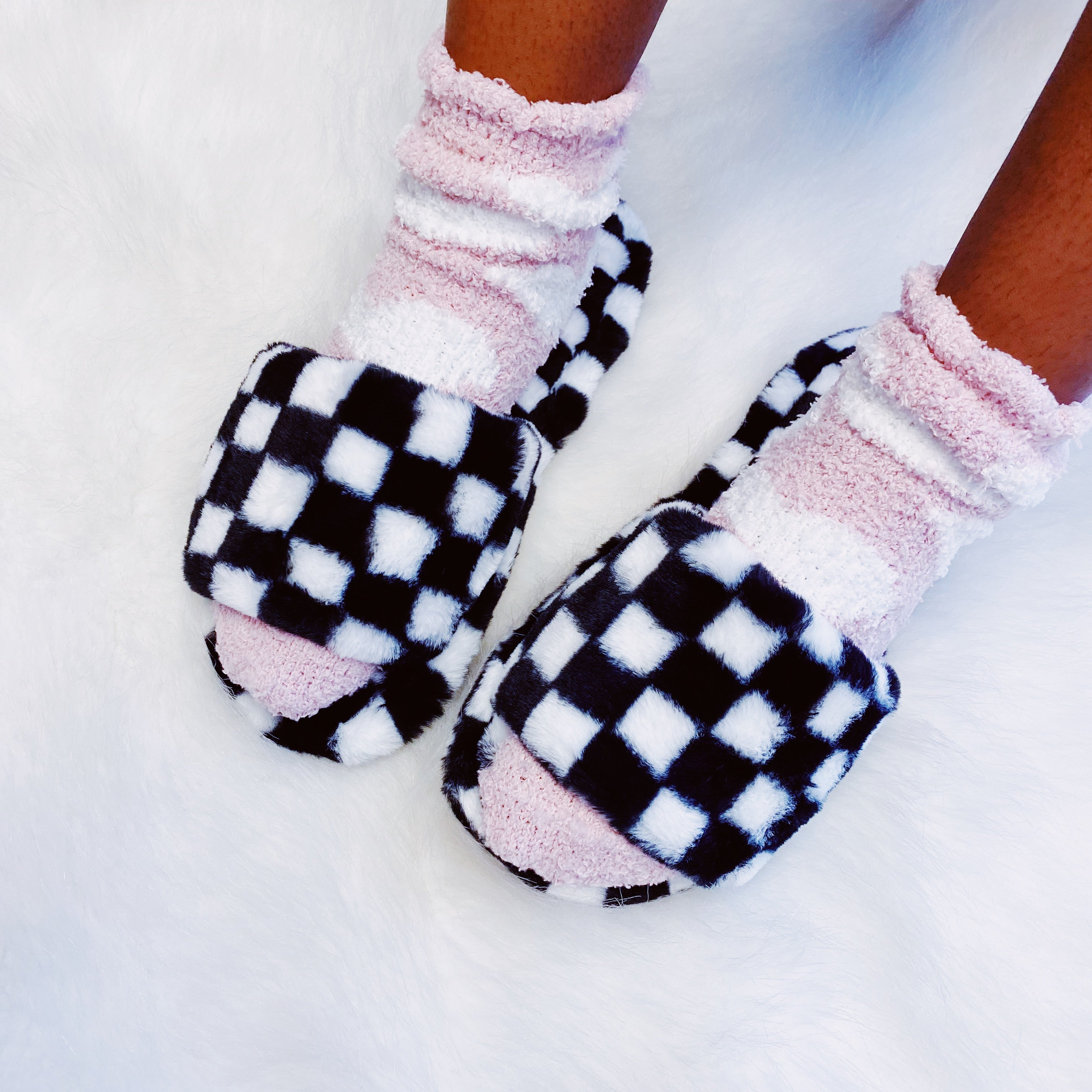 Luxe Lounge Checker Cozy Slippers Ellisonyoung.com