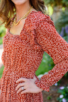 First Kiss Long Sleeve Maxi Dress In Rust Ave Shops