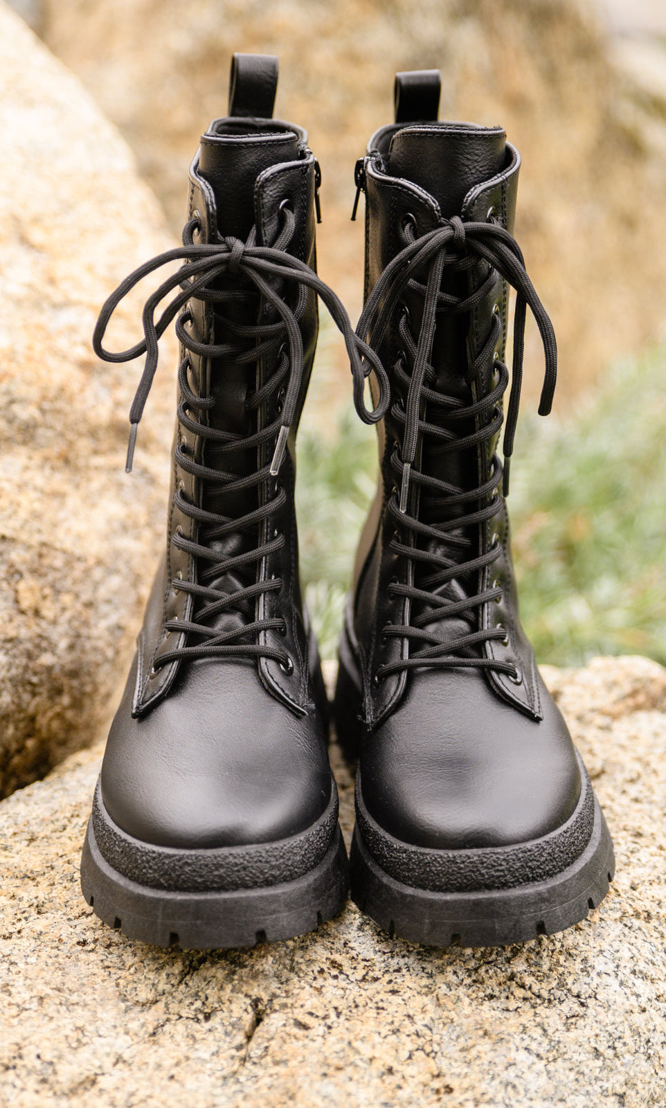 Fresh Feels Combat Boots In Black Ave Shops