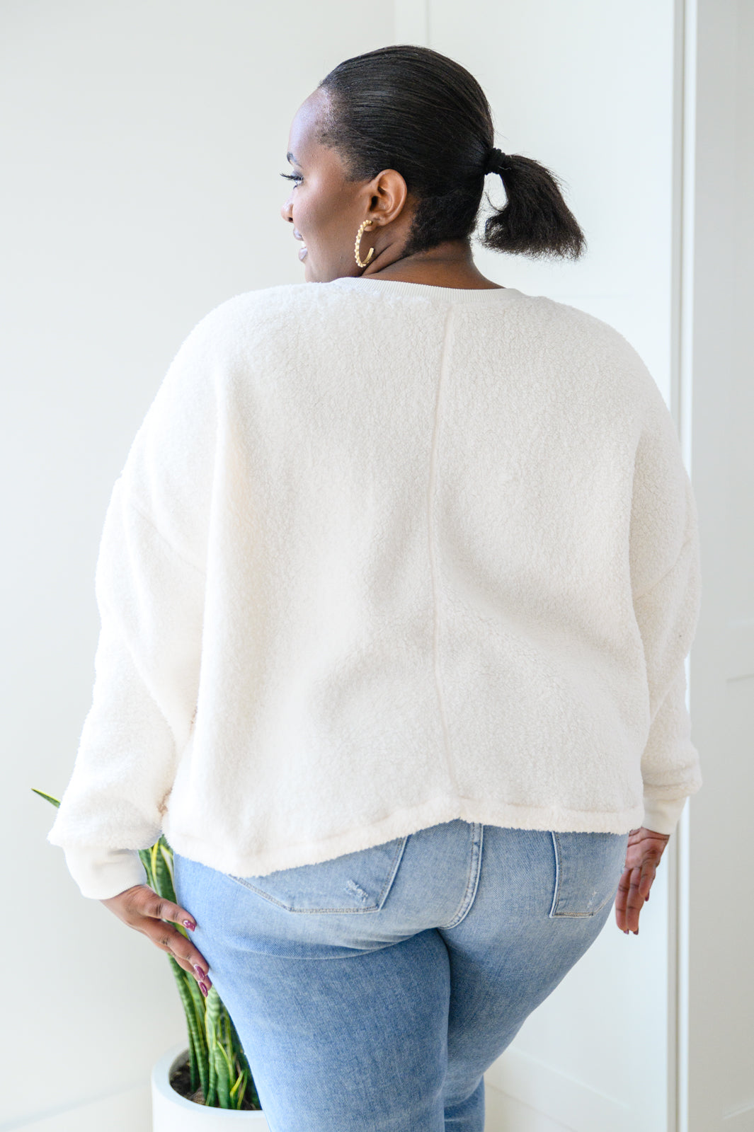 Fuzzy Cuddles Sweater in Off White Ave Shops