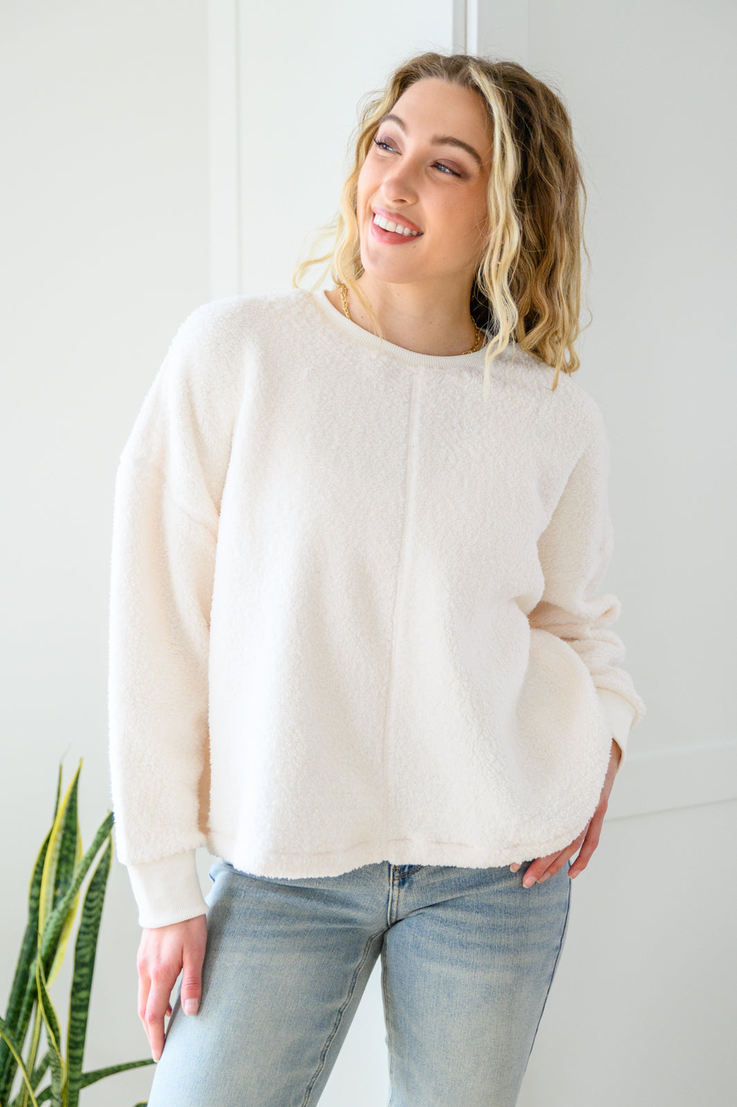 Fuzzy Cuddles Sweater in Off White Ave Shops