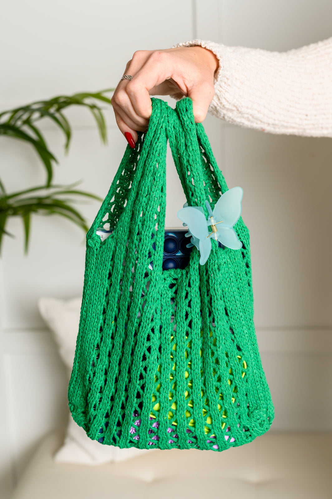 Girls Day Open Weave Bag in Green Ave Shops