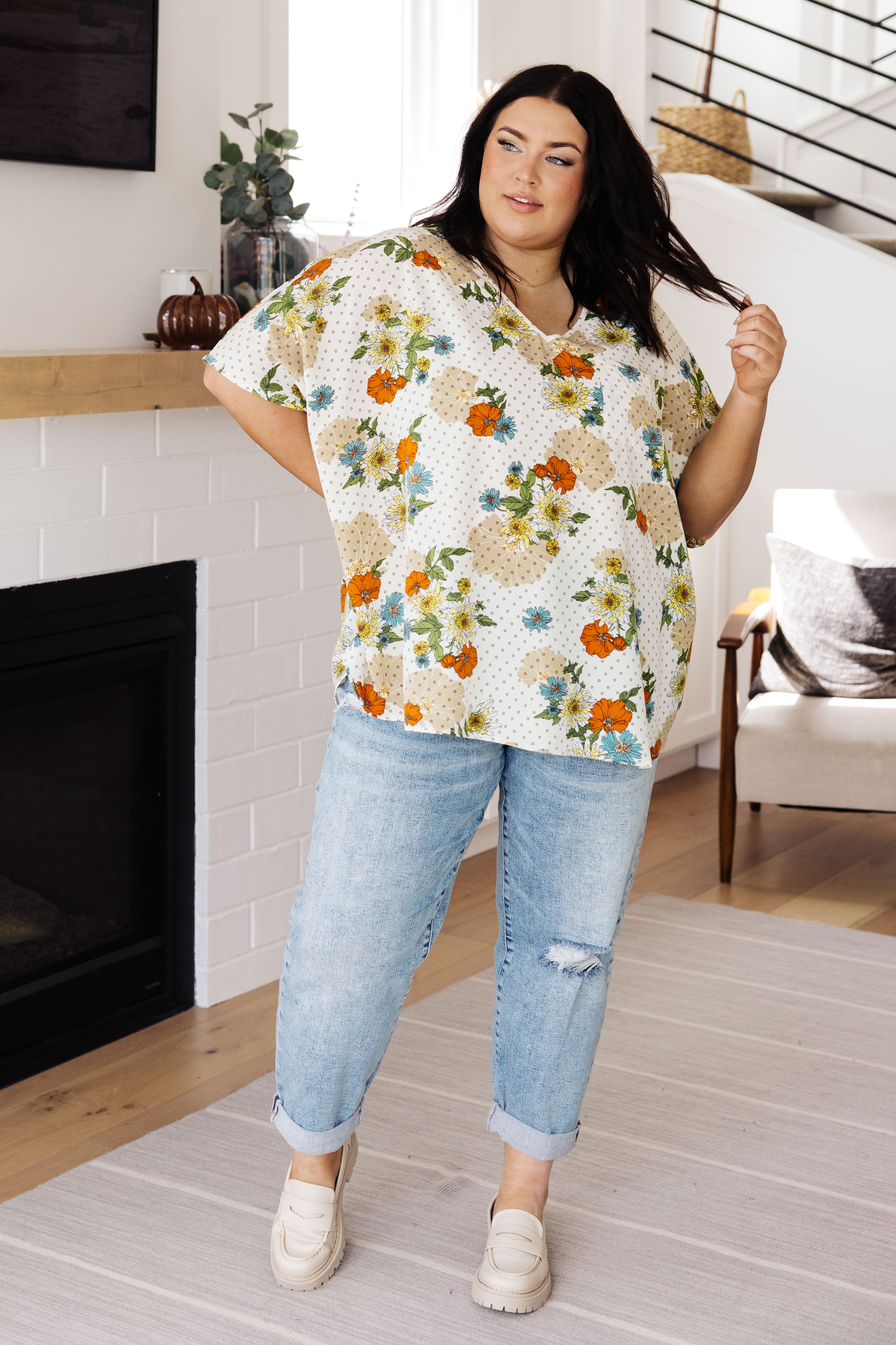 Good Morning Floral V-Neck Blouse |   |  Casual Chic Boutique