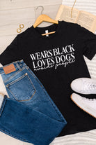 Wears Black, Loves Dogs Graphic Tee in Heather Black Ave Shops