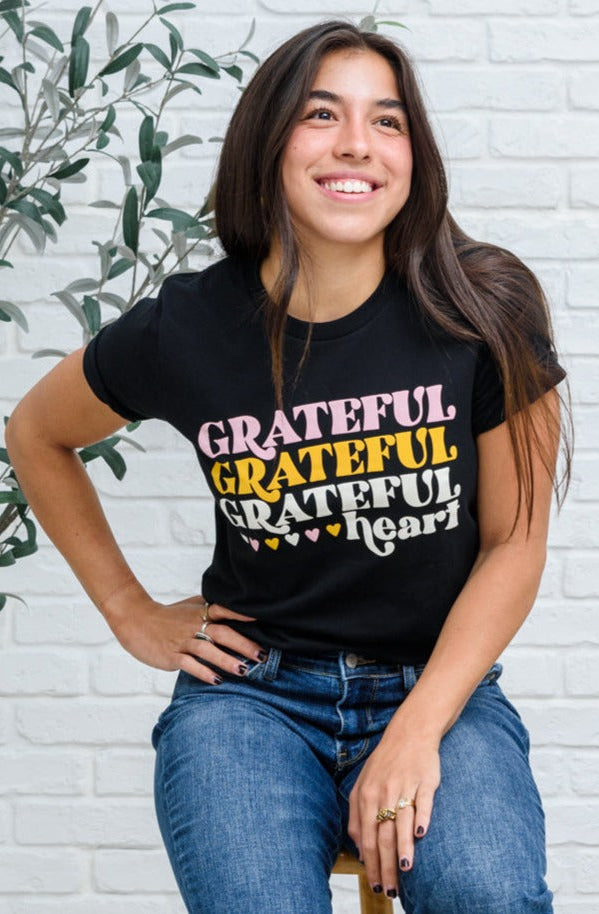 Grateful Heart Graphic T-Shirt In Black Ave Shops