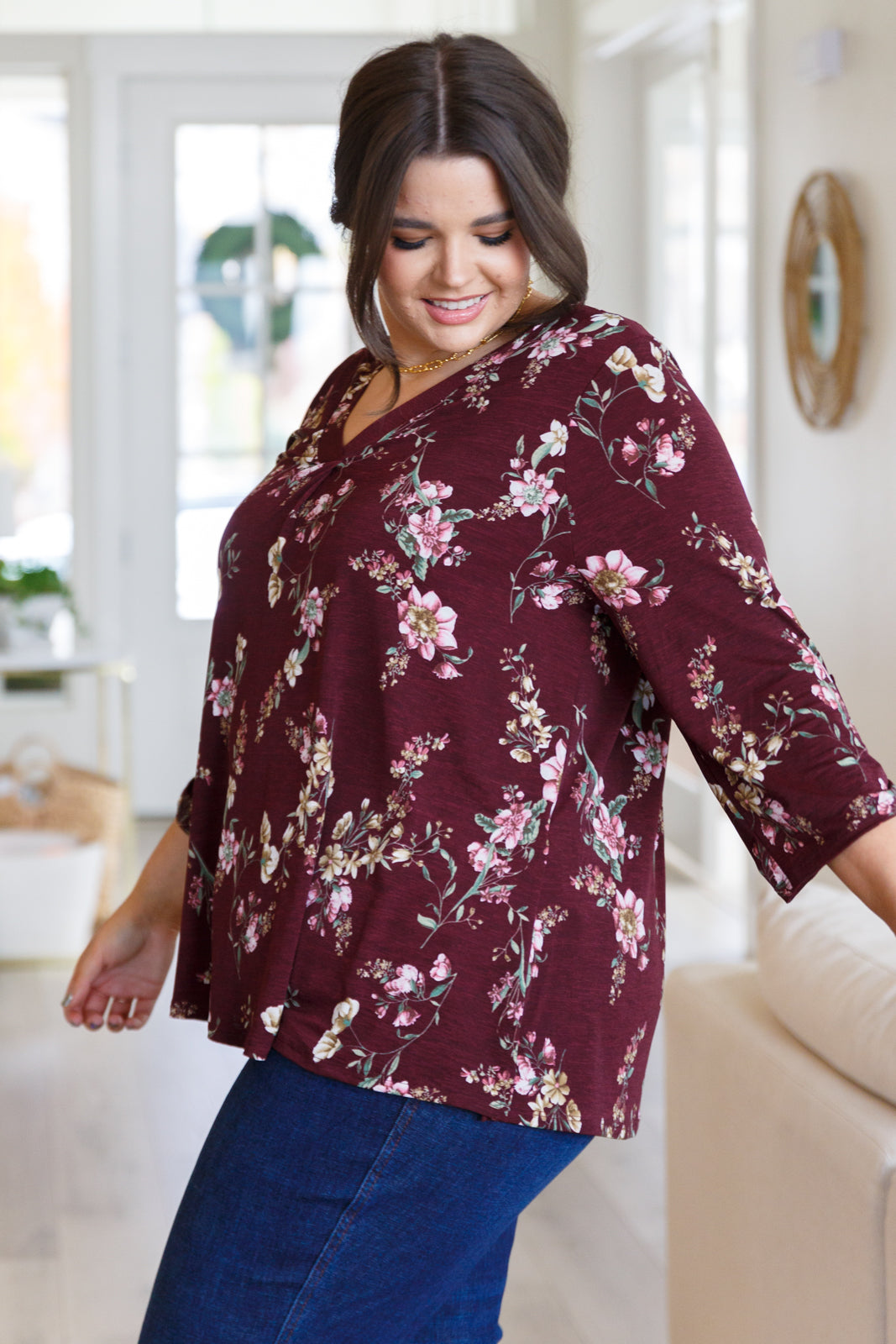 Hometown Classic Top in Wine Floral Ave Shops