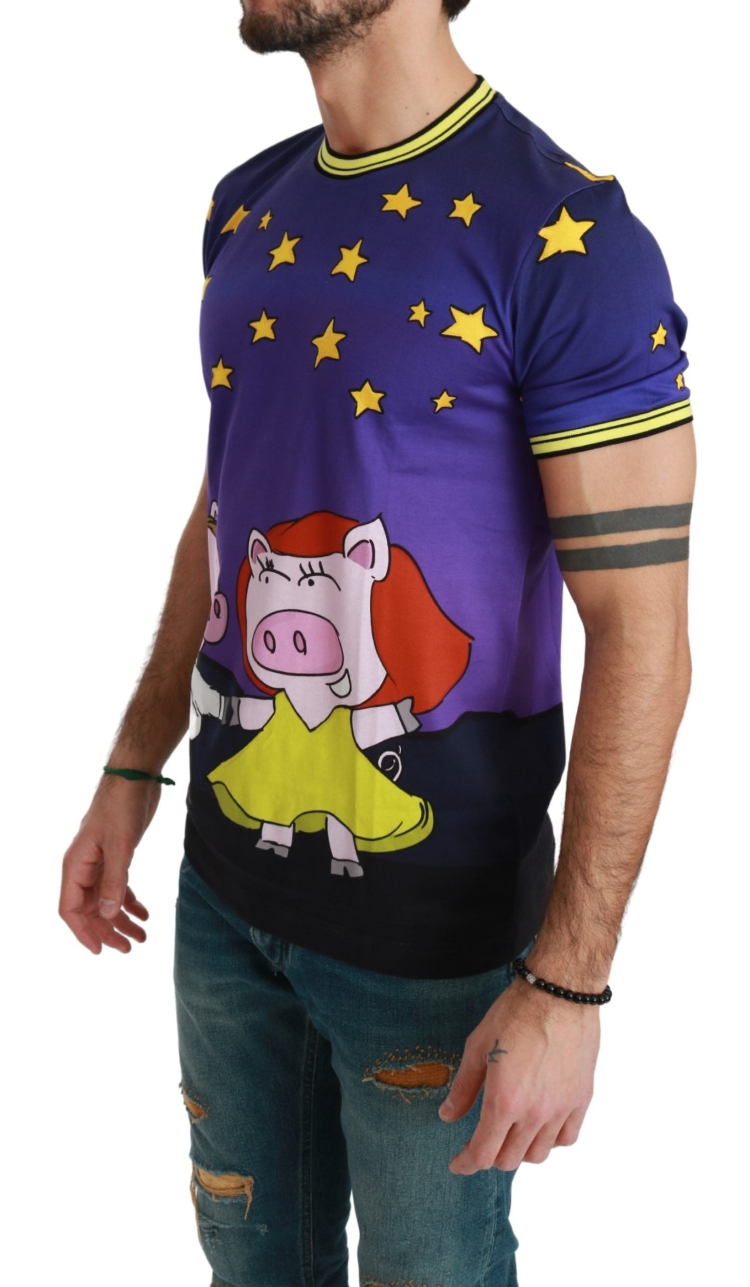 Dolce & Gabbana Purple  Cotton Top 2019 Year of the Pig  T-shirt GENUINE AUTHENTIC BRAND LLC