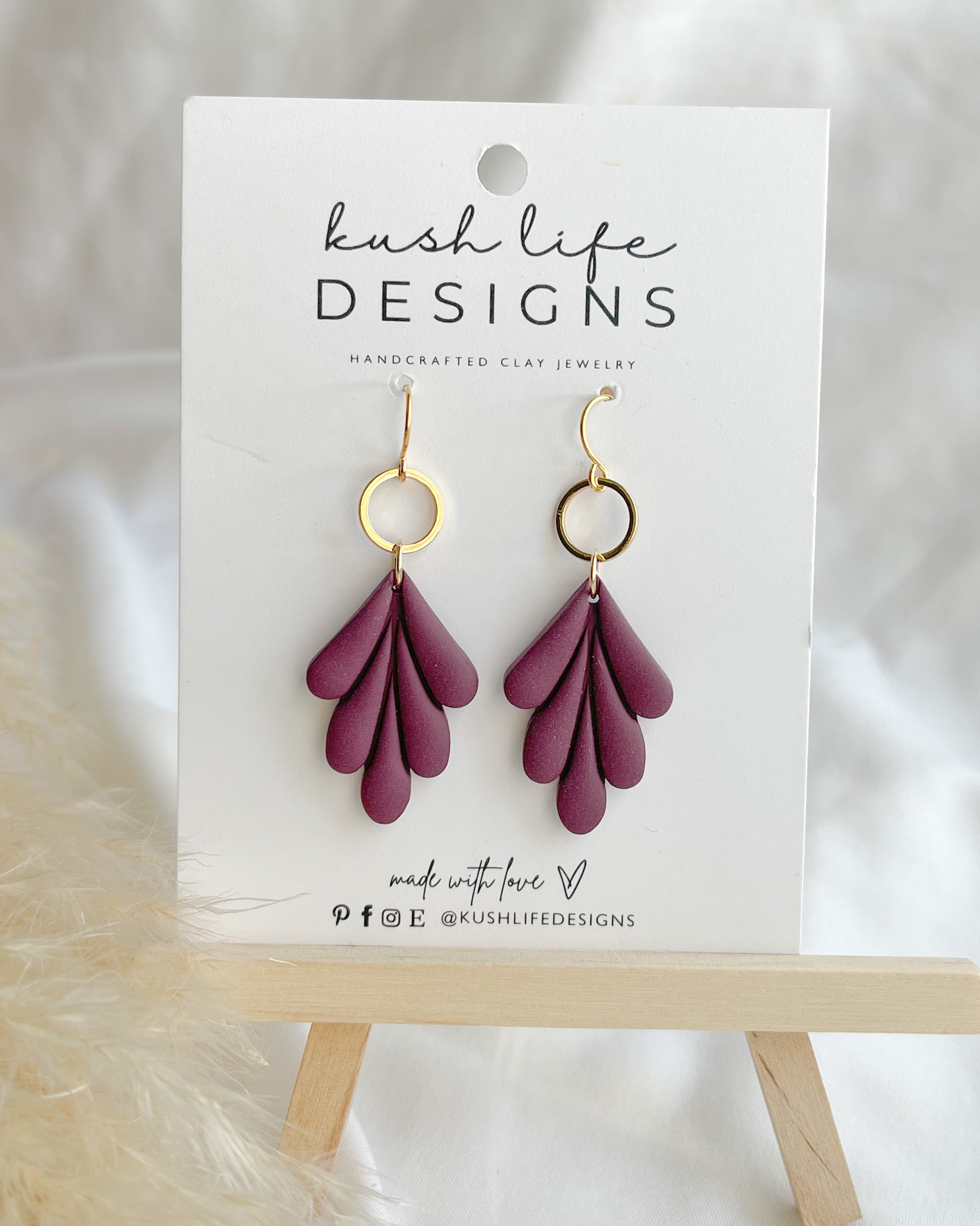 Clay Earrings | Spring Leaf Dangle Kush Life Designs