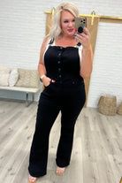 Imogene Control Top Retro Flare Overalls in Black Ave Shops