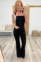 Imogene Control Top Retro Flare Overalls in Black Ave Shops