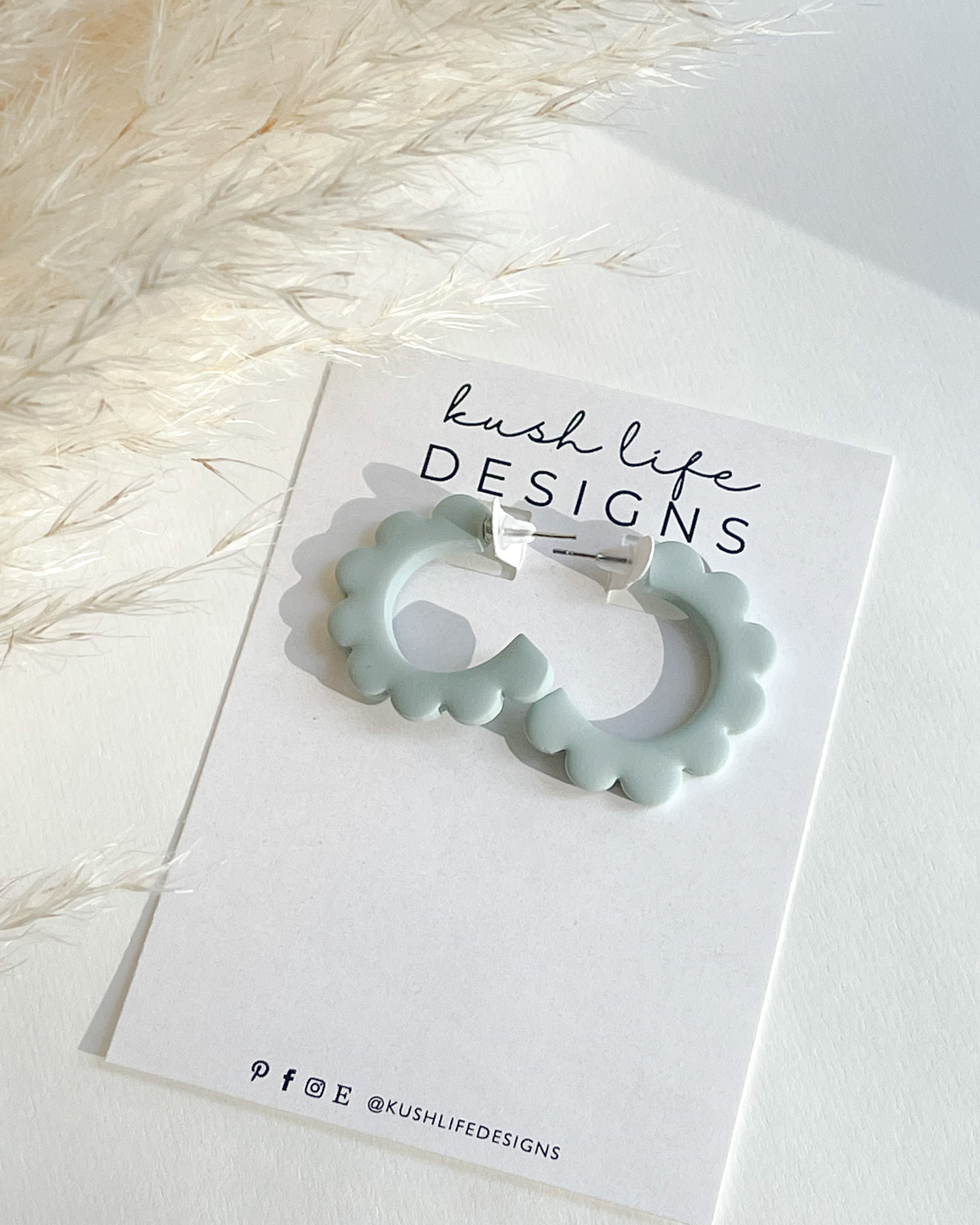 Clay Earrings | Scalloped Hoops Kush Life Designs