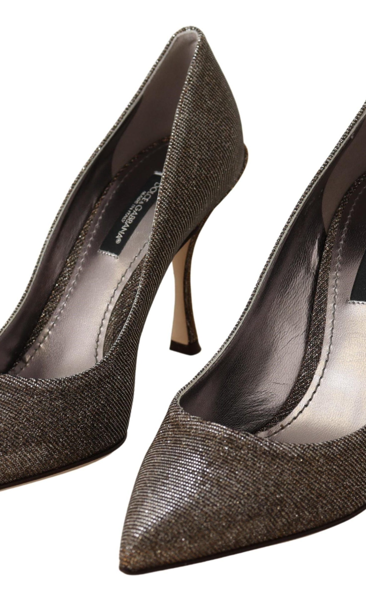Dolce & Gabbana Gold Silver Fabric Heels Pumps Shoes GENUINE AUTHENTIC BRAND LLC