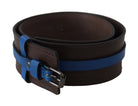 Costume National Brown Thin Blue Line Leather Buckle Belt GENUINE AUTHENTIC BRAND LLC