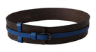 Costume National Brown Thin Blue Line Leather Buckle Belt GENUINE AUTHENTIC BRAND LLC