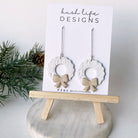 Clay Earrings | Speckled Off-White Christmas Wreath Dangle Kush Life Designs