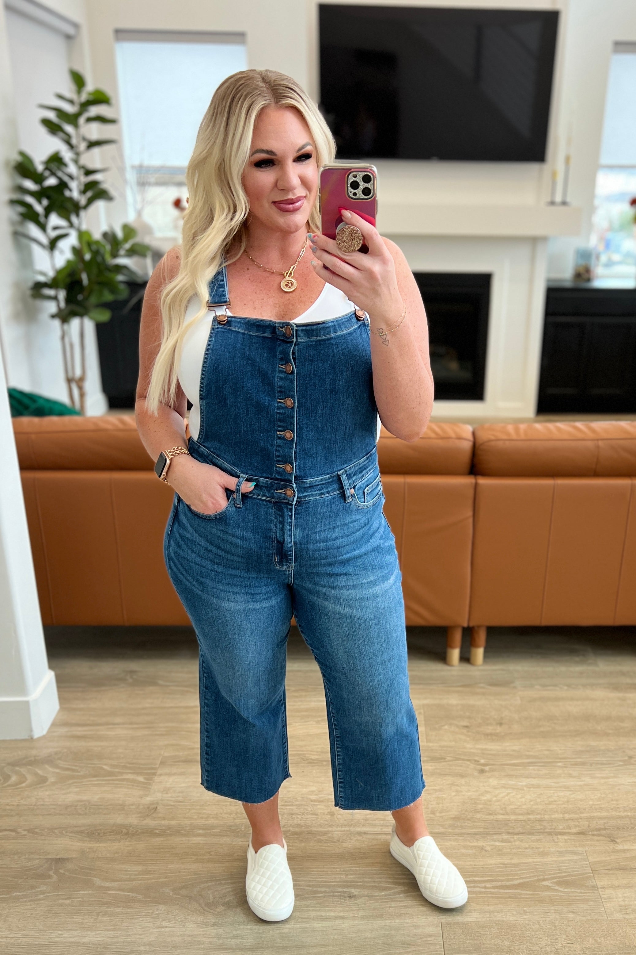 Priscilla High Rise Crop Wide Leg Denim Overalls Ave Shops