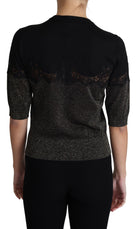 Dolce & Gabbana Black Shiny Lurex Lace Insert Pullover Top GENUINE AUTHENTIC BRAND LLC