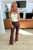 Sienna High Rise Control Top Flare Jeans in Espresso Ave Shops