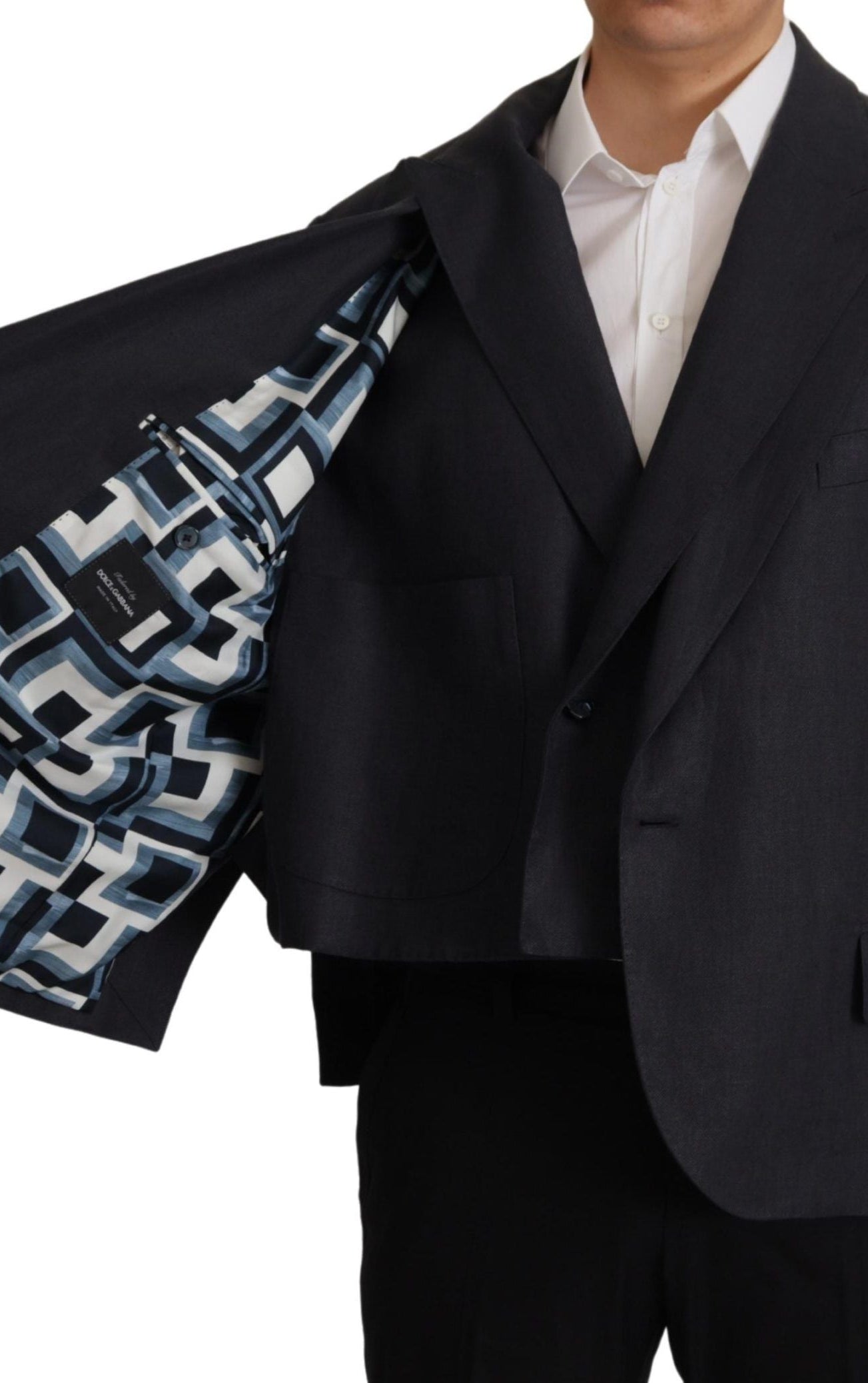 Dolce & Gabbana Blue Linen Formal Mens Blazer Jacket GENUINE AUTHENTIC BRAND LLC