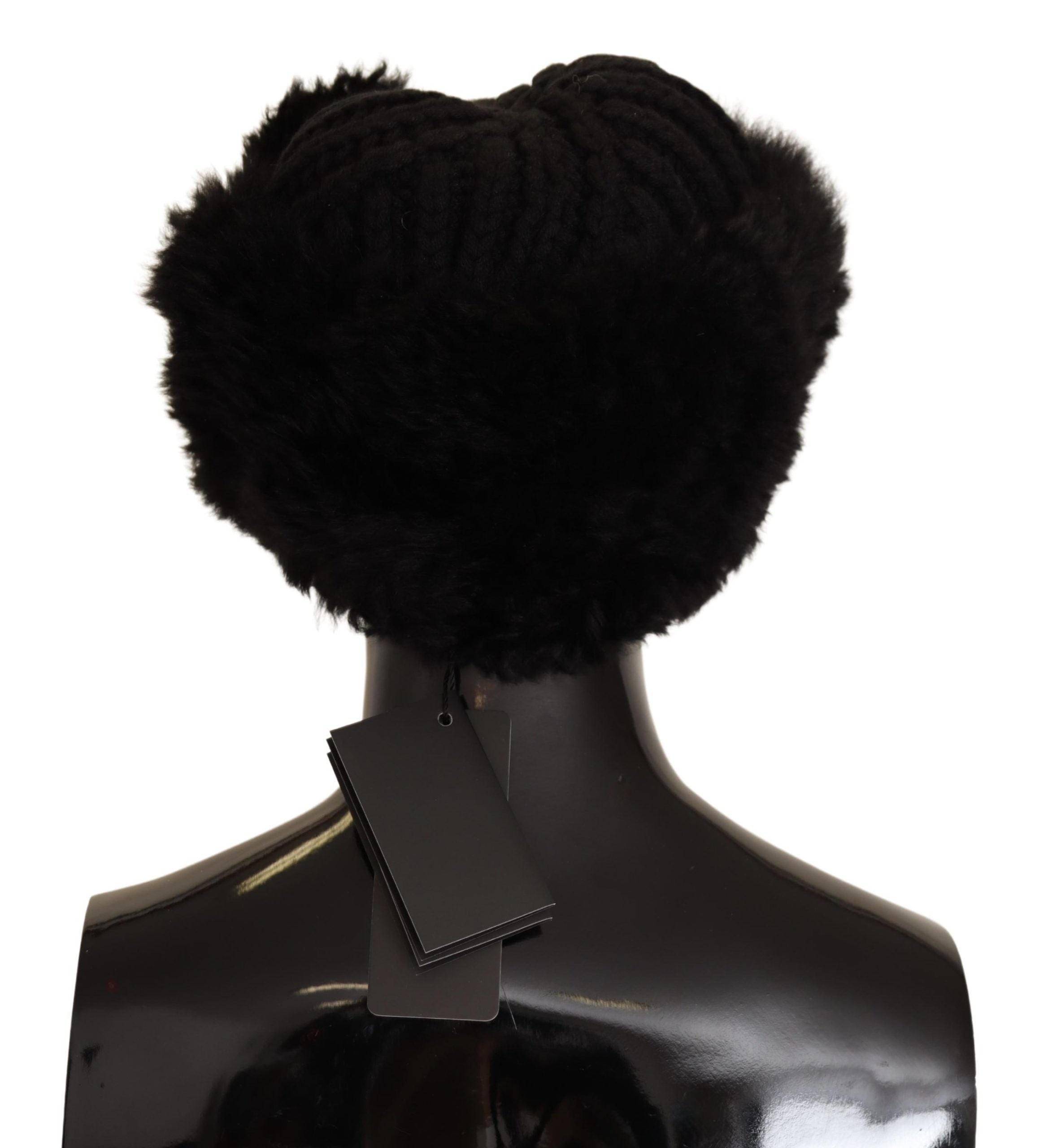 Dolce & Gabbana Black Cashmere Fur Women Beanie Women Hat GENUINE AUTHENTIC BRAND LLC