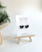 Clay Earrings | Glossy Black "Marble" Bow Hoops Kush Life Designs