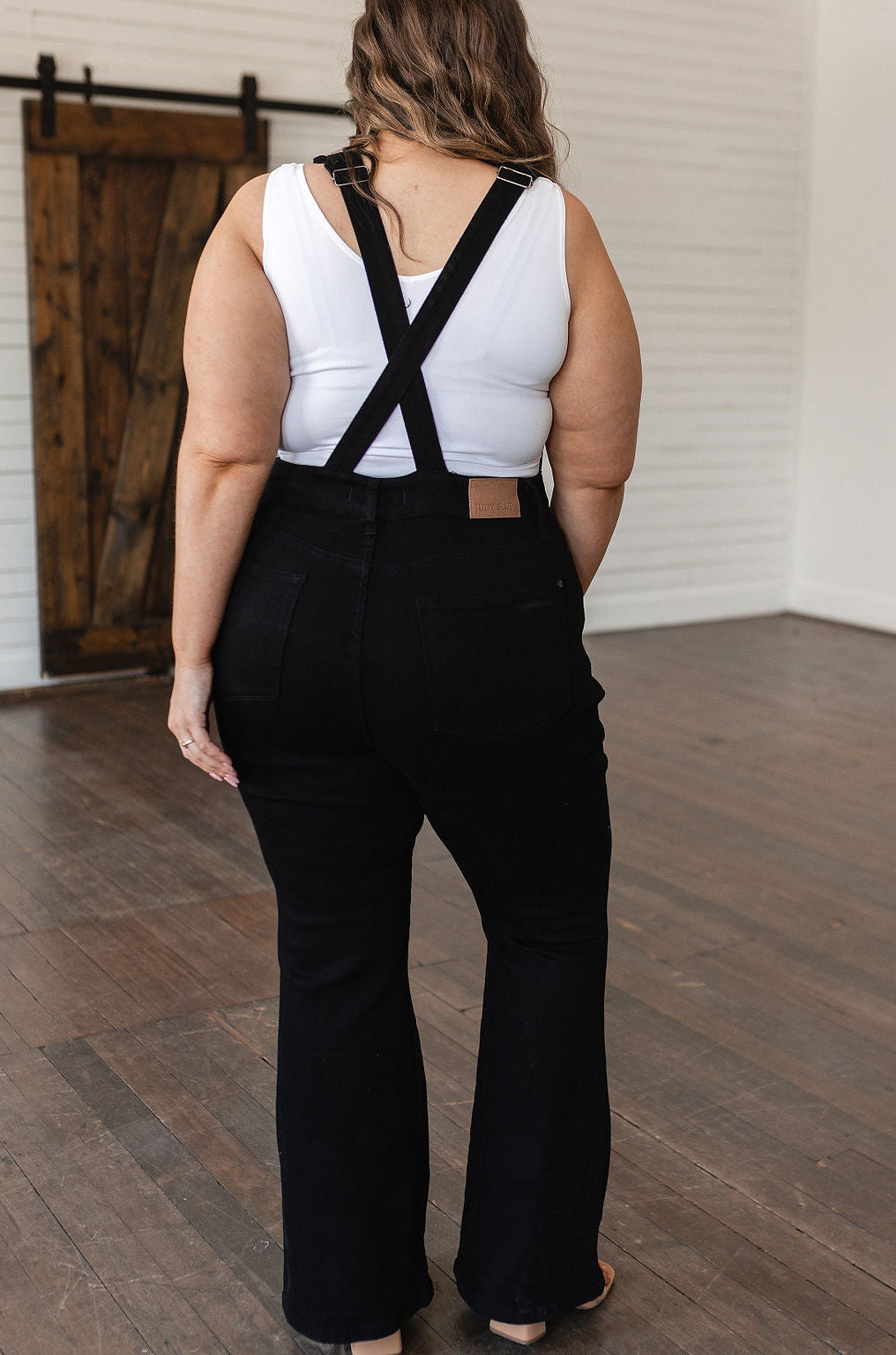 Imogene Control Top Retro Flare Overalls in Black Ave Shops