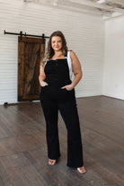 Imogene Control Top Retro Flare Overalls in Black Ave Shops