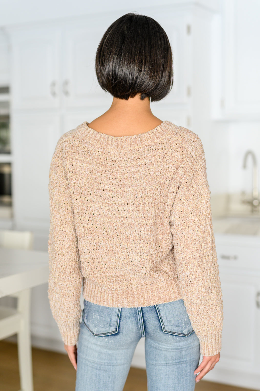 Irish Coffee Knitted Crop V Neck Sweater Ave Shops