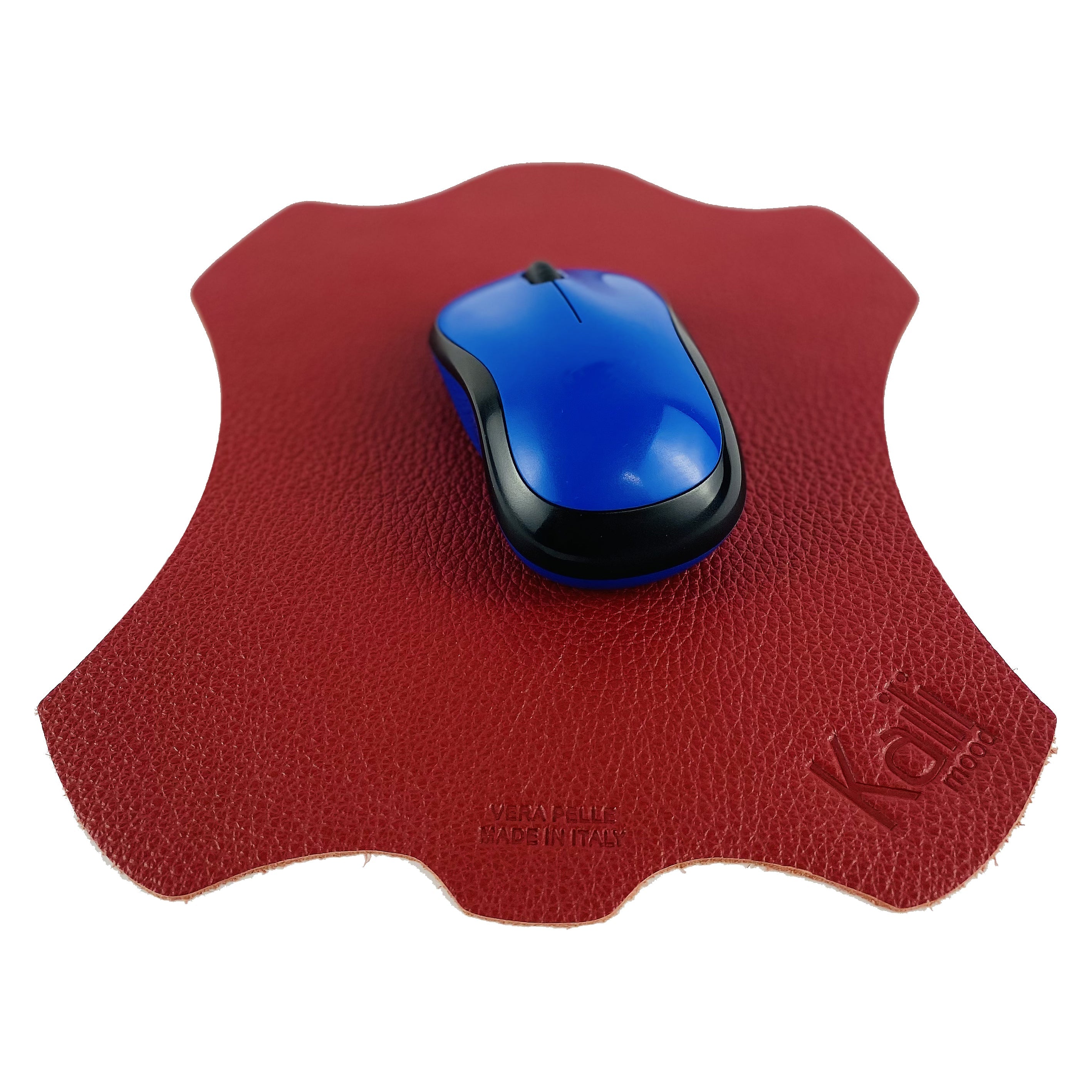 K0001VB | Tappetino per Mouse Made in Italy in Vera Pelle pieno fiore, grana dollaro - Colore Rosso - Dimensioni: cm 20 x 23 - Confezione: Sacchetto tubolare Tnt Kailimood.store