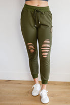 Kick Back Distressed Joggers in Olive Ave Shops