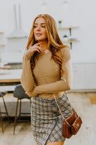 Hold Me Tight Ribbed Long Sleeve Top In Tan Ave Shops