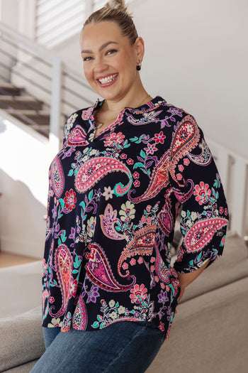 Little Lovely Blouse in Navy Paisley Ave Shops