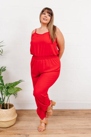 Livin' The Dream Jumpsuit in Red Ave Shops