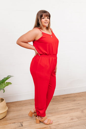 Livin' The Dream Jumpsuit in Red Ave Shops