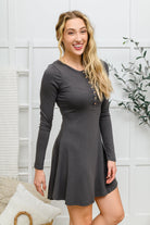 Long Sleeve Button Down Dress In Ash Gray Ave Shops