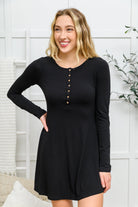 Long Sleeve Button Down Dress In Black Ave Shops