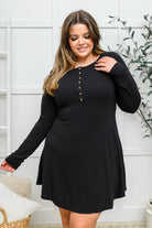 Long Sleeve Button Down Dress In Black Ave Shops
