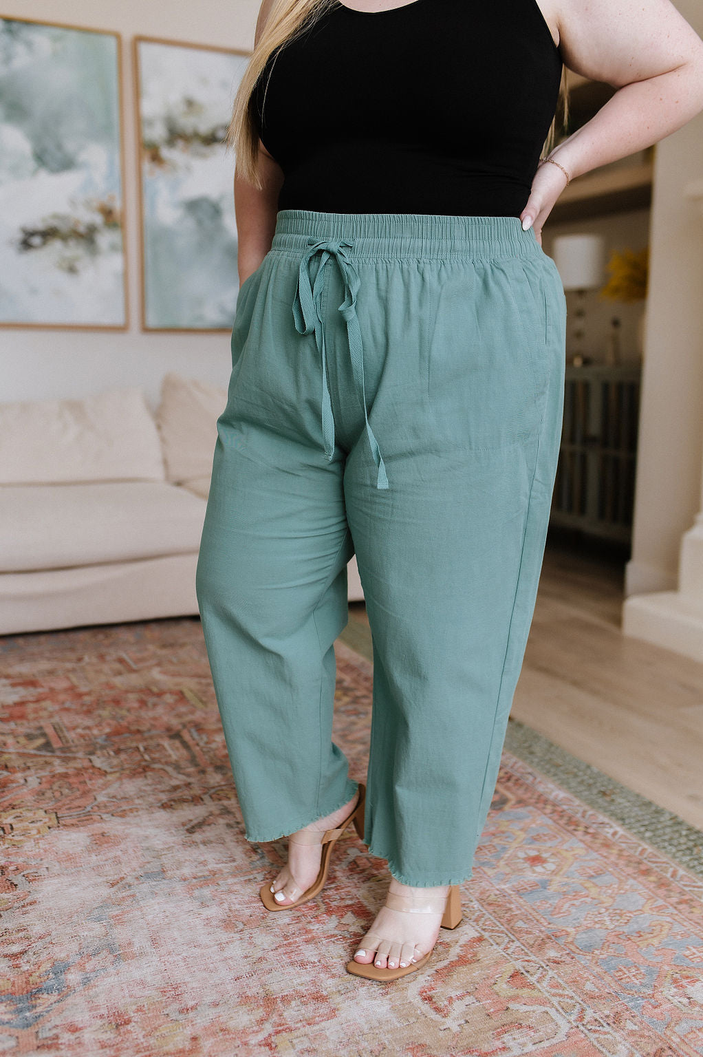Love Me Dearly High Waisted Pants in Jade Ave Shops