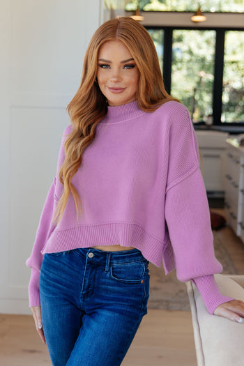 Mags Side Slit Cropped Sweater in Mauve Ave Shops