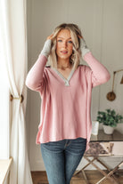 Mia Waffle Knit Long Sleeve In Pink Ave Shops